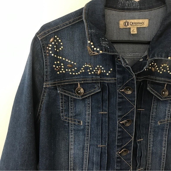 Democracy embellished denim jean jacket - Picture 4 of 14